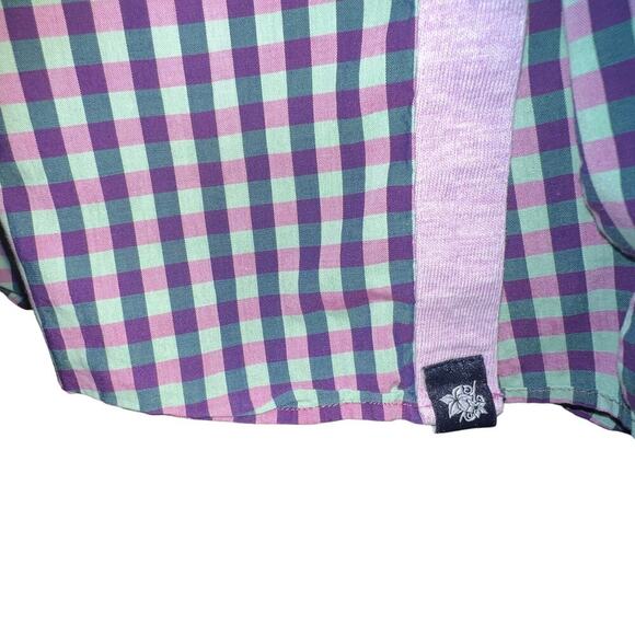 Stone Rose men lavender green plaid button front long sleeve preppy casual shirt - Picture 5 of 9